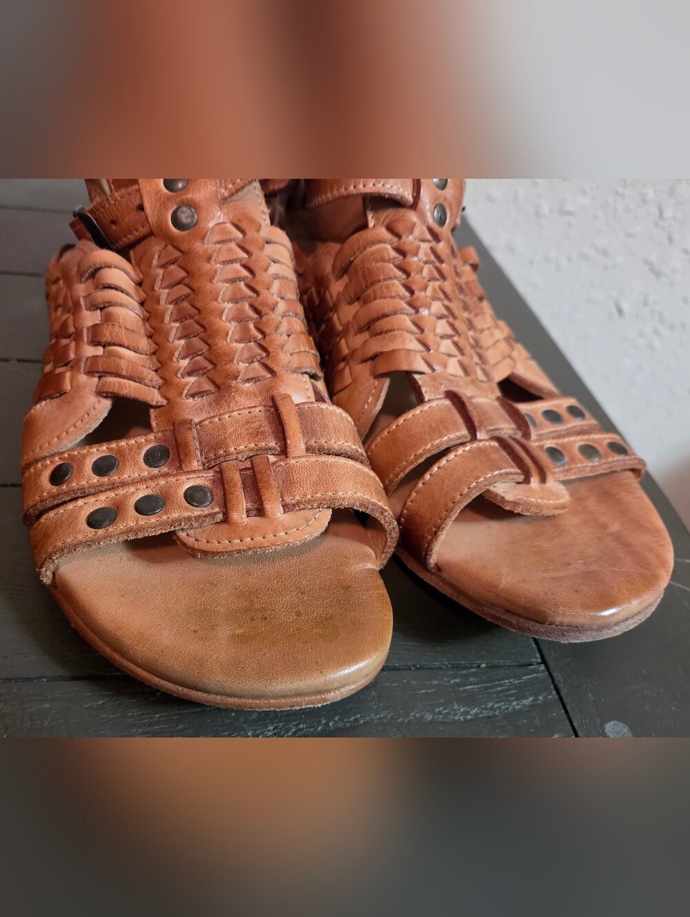 Bed Stu Woven Claire III Sandals - Cognac Brown - Picture 7 of 12